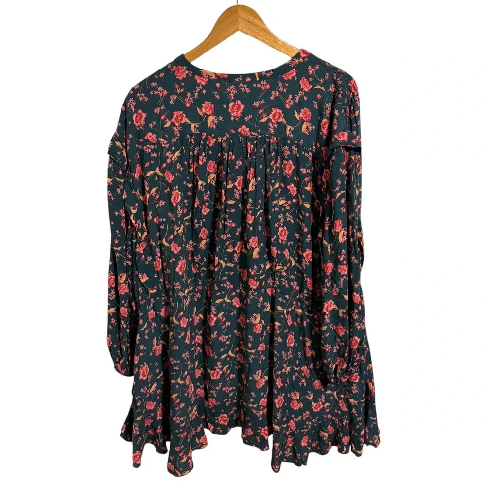 Free People Flower Fields Floral Dress Drawstring Boho Cottagecore Prairie M